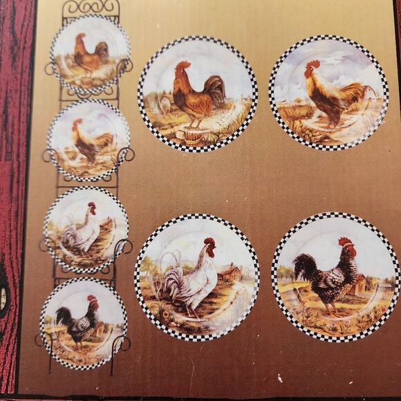 Decorative Rooster Plates With Display Set of 4 - Picture 2 of 8